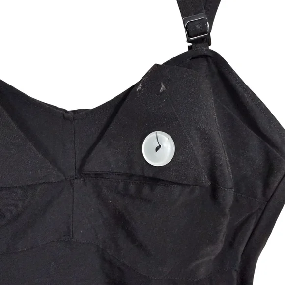 Vintage 1950s Phan-Tan Black One Piece Swimsuit Size 36 One Pieces